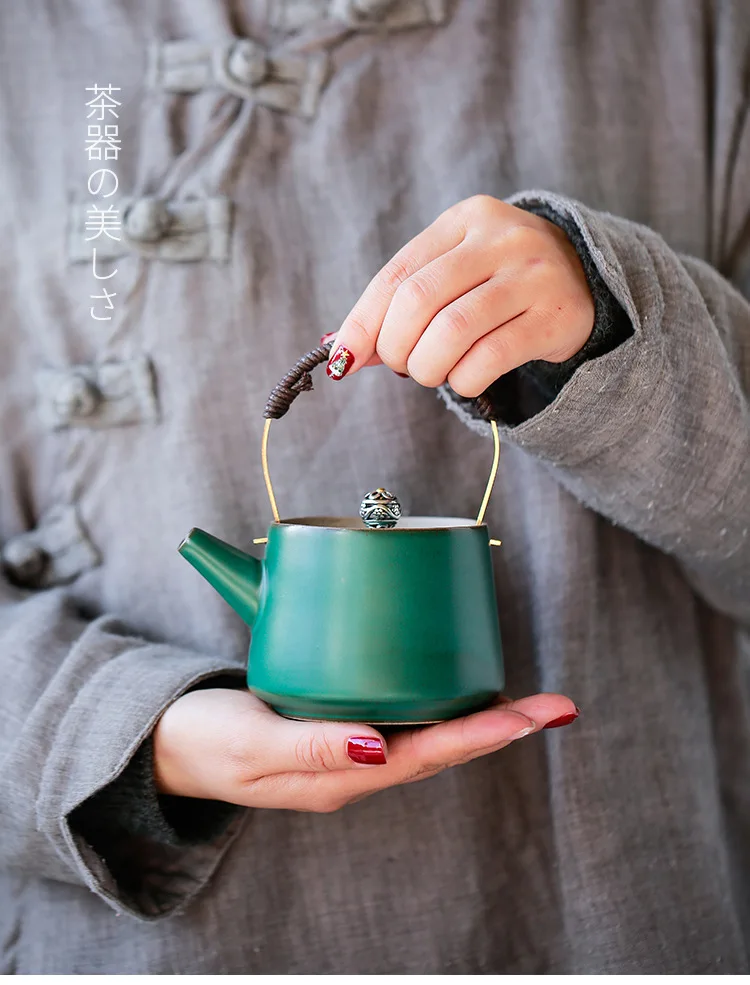 Кунг-фу чайный горшок японская керамика чайник антикварные чайные горшки бытовой чайный набор горшок с медной кружка для пива с ручкой