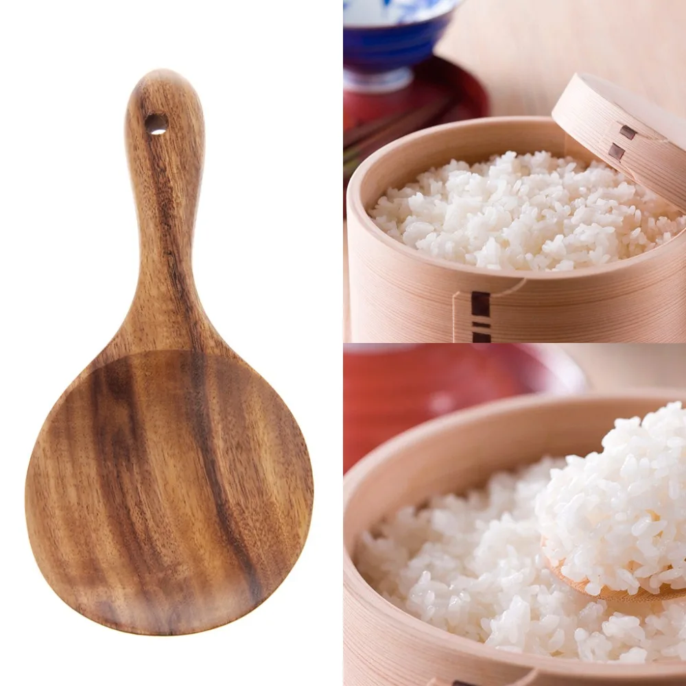 Экологичная кухонная деревянная ложка из тикового дерева с длинной ручкой, посуда, инструменты для приготовления пищи 18x7,5 см