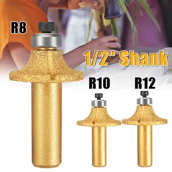 

1Pc R8/R10/R12 Diamond Stone Marble Grinding Edge Router Bit 1/2" Shank Milling Cutter