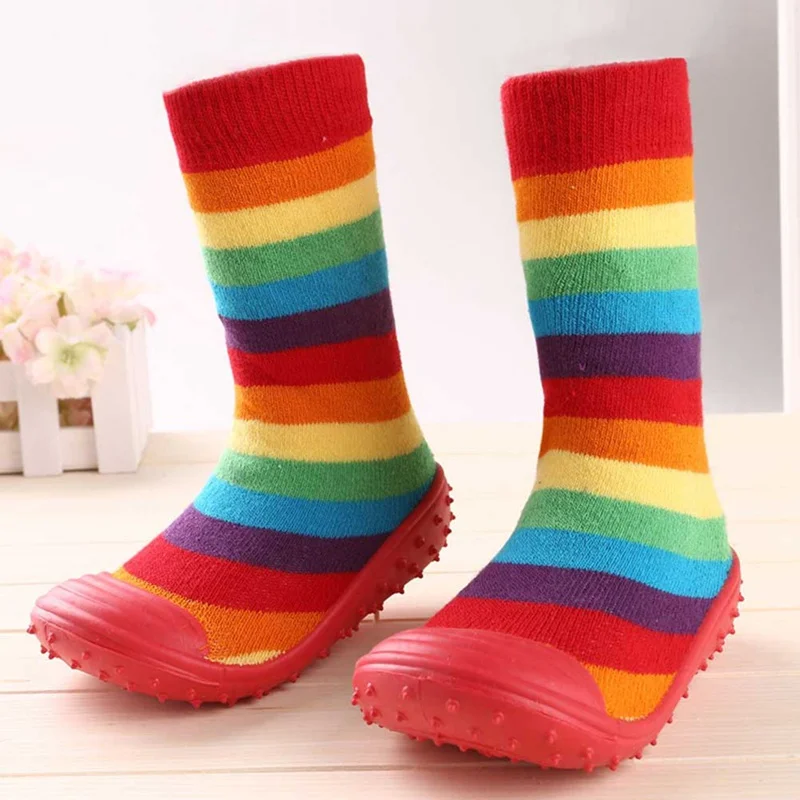 Носки для новорожденных мальчиков и девочек с противоскользящей мягкой резиновой подошвой, носки для улицы, детские носки-тапочки с рисунками животных - Цвет: MC