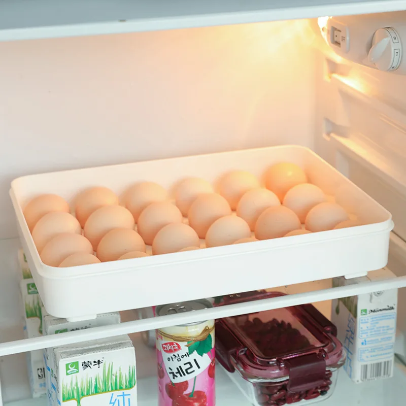 

24 Grid Food Storage Container for Eggs Box Plastic Kitchen Fridge Tough and Wear Resistant Save Space Bottom Increase Safety