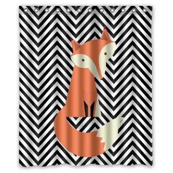 

Stylish Living Cute fox stripes With Design Waterproof Mildew Fabric Bathroom shower curtains