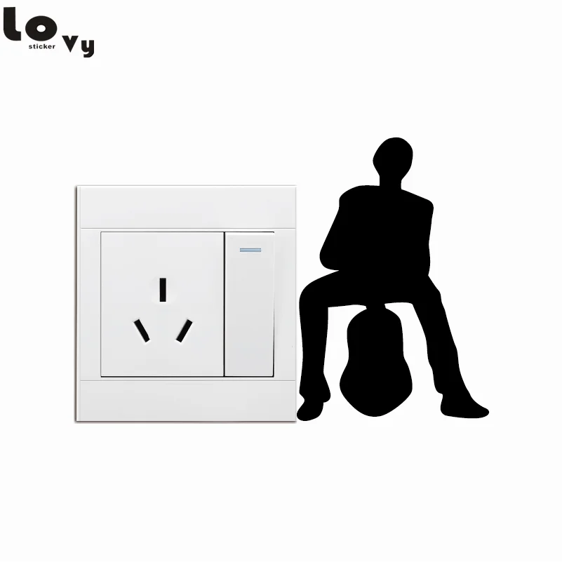 Guitar Man Sitting On Light Switch Sticker Creative