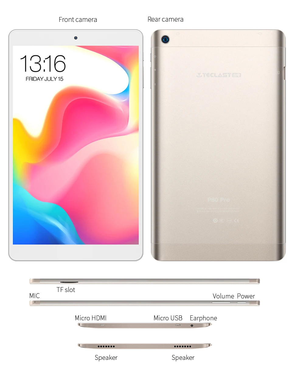 Teclast P80 Pro 8 дюймов планшет 1920*1200 3 ГБ ОЗУ 32 Гб ПЗУ MTK8163 четырехъядерный Android 7,0 планшеты ПК gps Две WiFi Двойные камеры