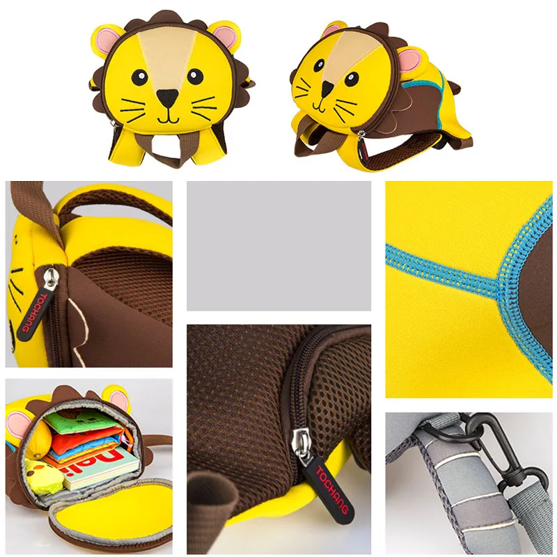  3D School Bag Cartoon Anti-lost Traction Rope Backpack for Children Kindergarten Schoolbag Animal K - 33004852816