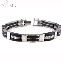 AOMU Модные мужские полированные ювелирные изделия из нержавеющей стали браслеты и браслеты для мужчин байкер велосипед мотоцикл цепи браслеты