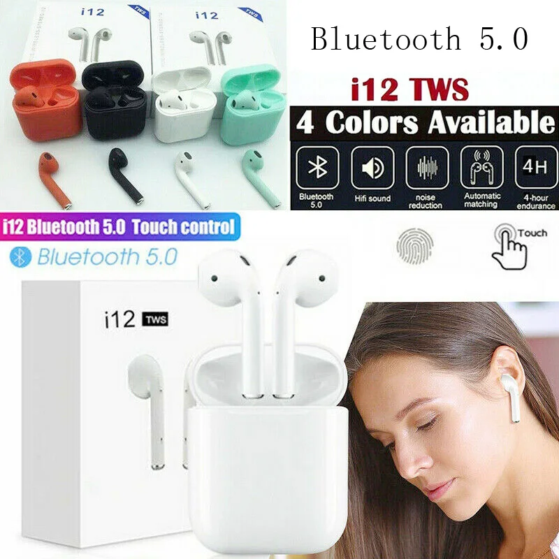 

Mini i12 TWS Bluetooth 5.0 Earphone Sports True Touch Wireless Earbuds Touch Earphones Magnetic Charging Box PK i10 i11
