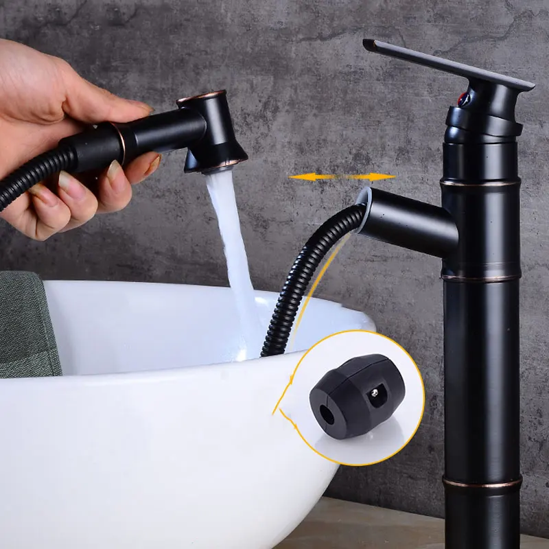 

European Drawing Face Pot Faucet Cold and Hot Copper Single Hole Elevated Platform Upper Basin Drawing Faucet Retro Ancient Fauc