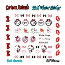 22 листа/партия 11 видов стилей мультфильм Животные hello kitty лук ногтей наклейки для ногтей переводные наклейки для ногтей украшение BLE1962-1972