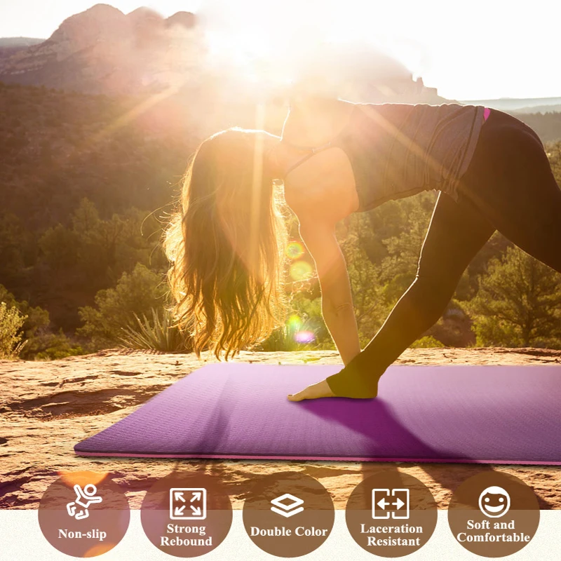 6MM TPE Multipurpose Non-slip Yoga Mat Pilates/Pad Sit-up Durable Exercise Mat Baby Crawling Mat Outdoor Mat(183*61*0.6 cm) 6MM TPE Multipurpose Non-slip Yoga Mat Pilates/Pad Sit-up Durable Exercise Mat Baby Crawling Mat Outdoor Mat(183*61*0.6 cm)