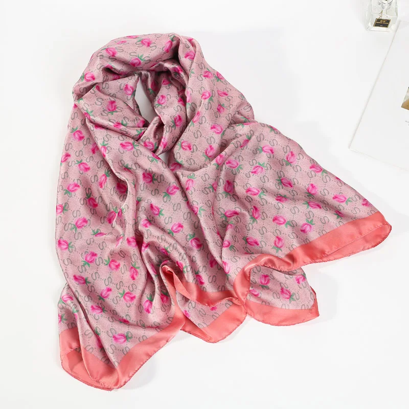 AL7838pink Модный великолепный шелковый шарф роскошный женский брендовый шарф для женщин шаль Пашмина высокое качество с принтом хиджаб обертывания 180*90 см - Цвет: AL7838pink
