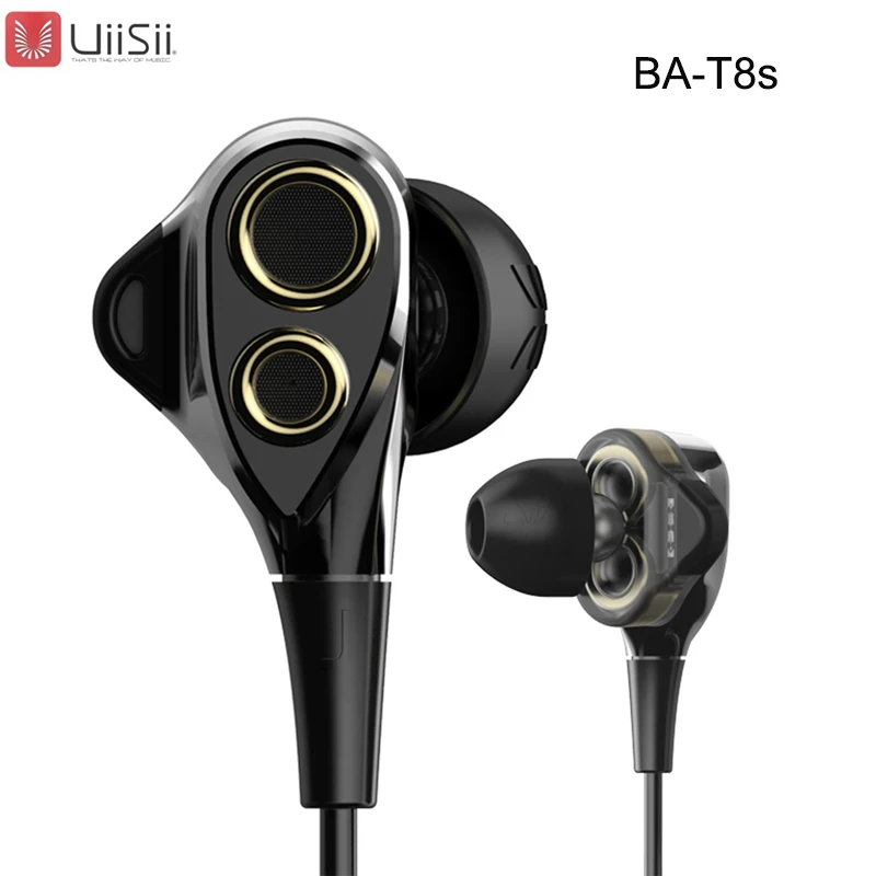 Наушники вкладыши UIISII с тройным драйвером Hi Fi стерео наушники микрофоном и