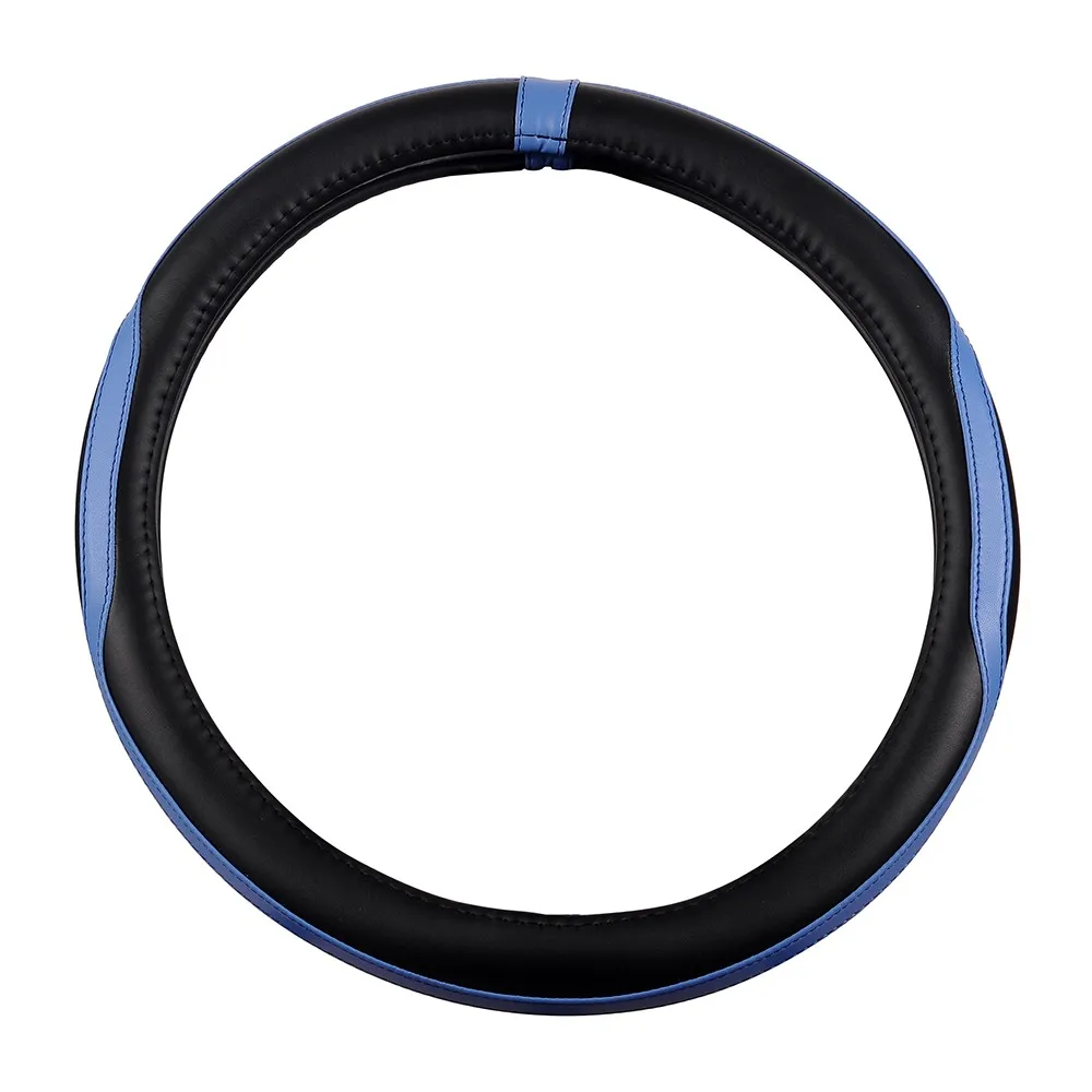 PU Leather Car Steering Wheel Cover Car Accessories Blue 37.5CM Anti