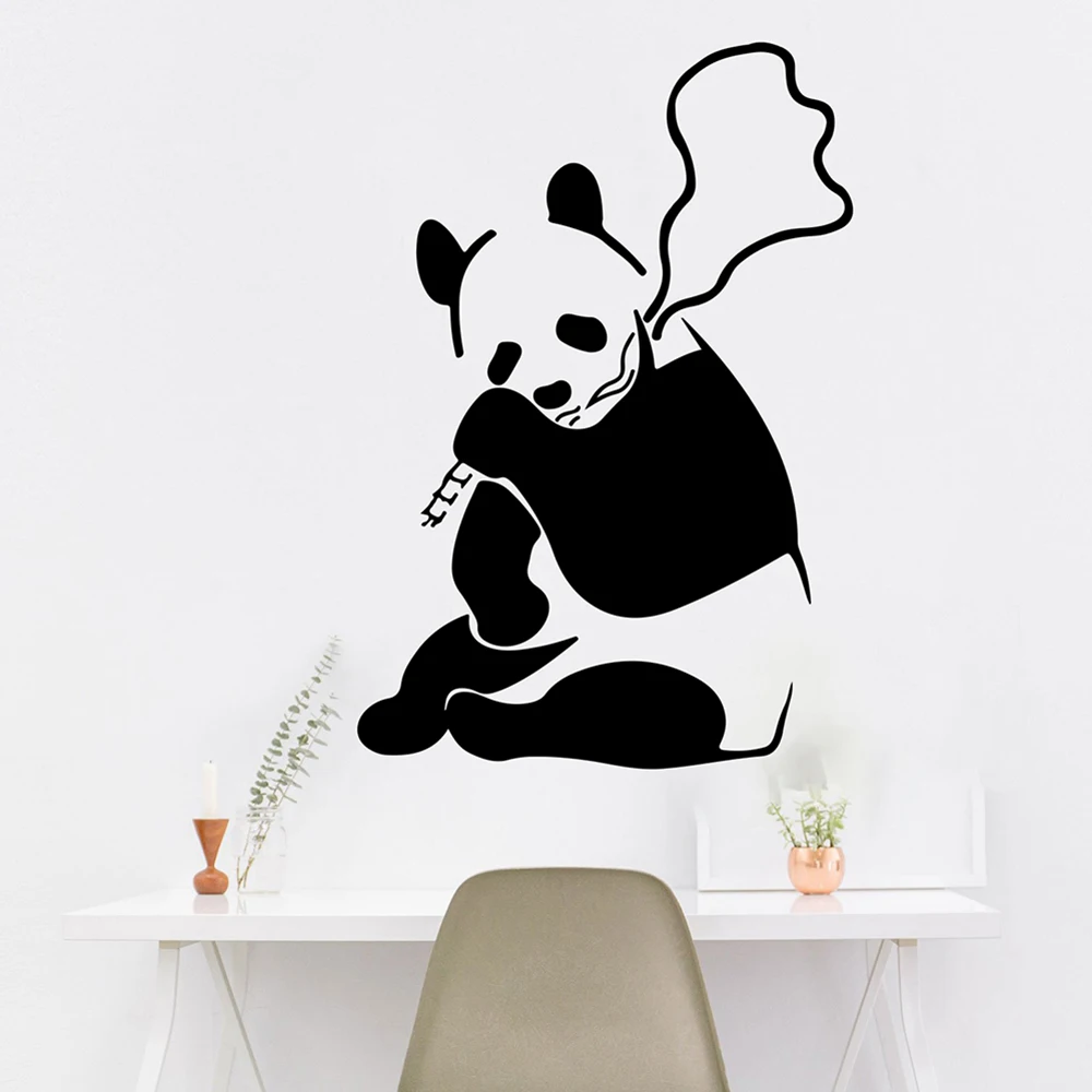 Banksy Pegatina De Pared De Dibujos Animados De Panda Para Fumar Marihuana Para Dormitorio Sala De Juegos Cultura Urbana Graffiti Street Adhesivo De Pared De Animales Vinilo Adhesivos Para Pared Aliexpress
