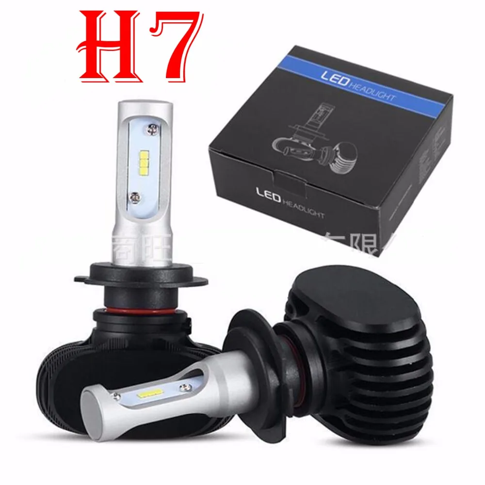 

1 Set H7 S1 50W 8000LM LED Headlight Slim Conversion Kit Seoul CSP Y19 Chips Fanless All-in-one White 6K Auto Driving Lamps Bulb