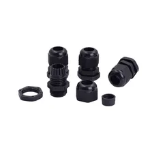 20 штук PG11 водонепроницаемый кабельный сальник разъем Пластиковые Регулируемый M18 резьба нейлон кабельный ввод с контргайкой для 5-10 мм черный серый