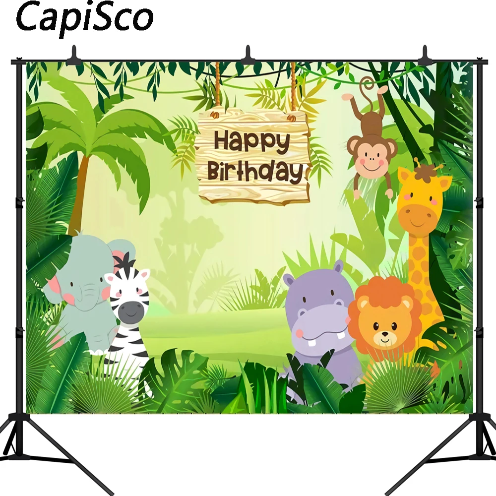 Capisco джунгли сафари фото фон животные лес фотографии фон ребенок с днем рождения тематический баннер украшения