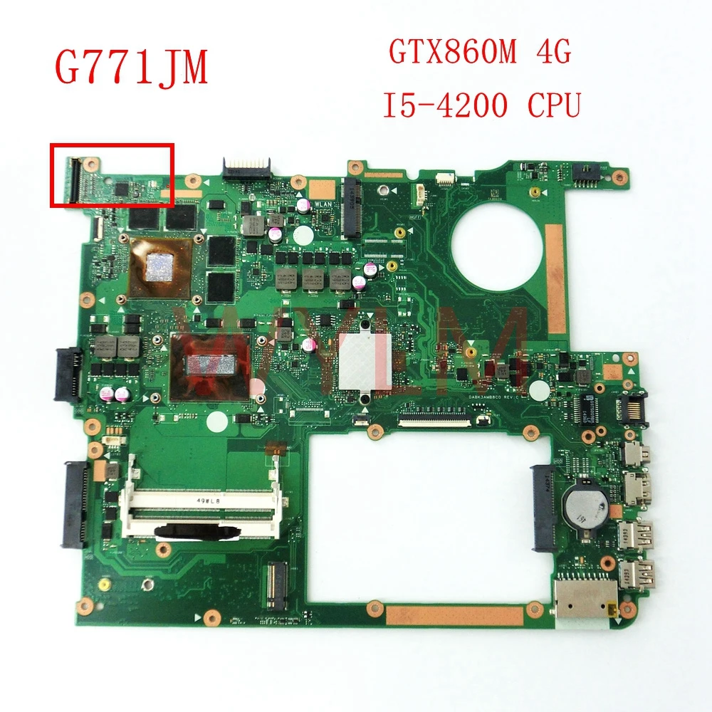 

G771JM N15P-GX-A2 GTX860M 4G I5-4200 CPU SR15G mainboard REV 2.0 For ASUS G771 G771J G771JM Laptop motherboard 100%Tested
