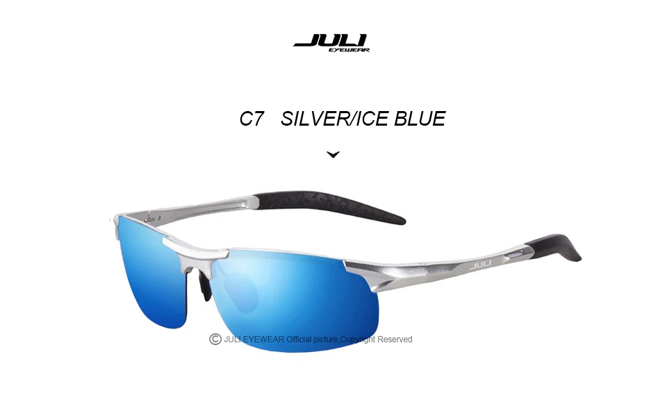 Мужские поляризационные солнцезащитные очки JULI в спортивном стиле, мужские очки для путешествий, вождения, гольфа, небьющиеся очки с алюминиевой оправой из магния