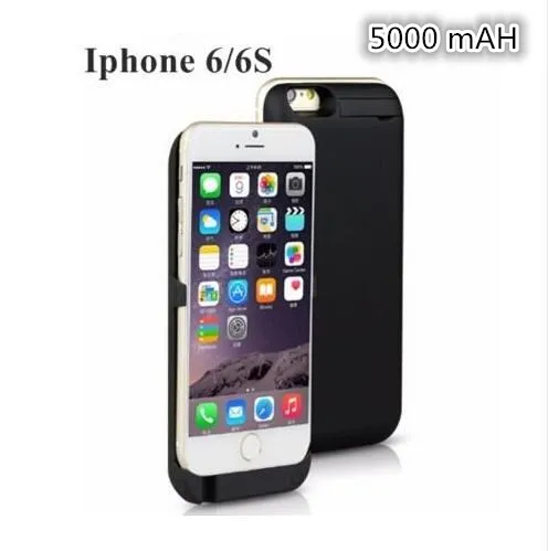 Беспроводное зарядное устройство на заднюю панель с зажимом для аккумулятора, чехол для телефона 5000 мАч для apple iPhone 5 5S 6 6s 7 6 plus 6G 7 plus 5G 7 plus i6 - Цвет: for i6 6s black