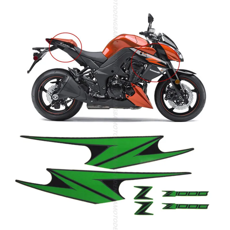 High Quality 3M Sticker Whole Vehicle Sticker Universal Sticker fit for Kawasaki Z1000 Z 1000 - Color: Green