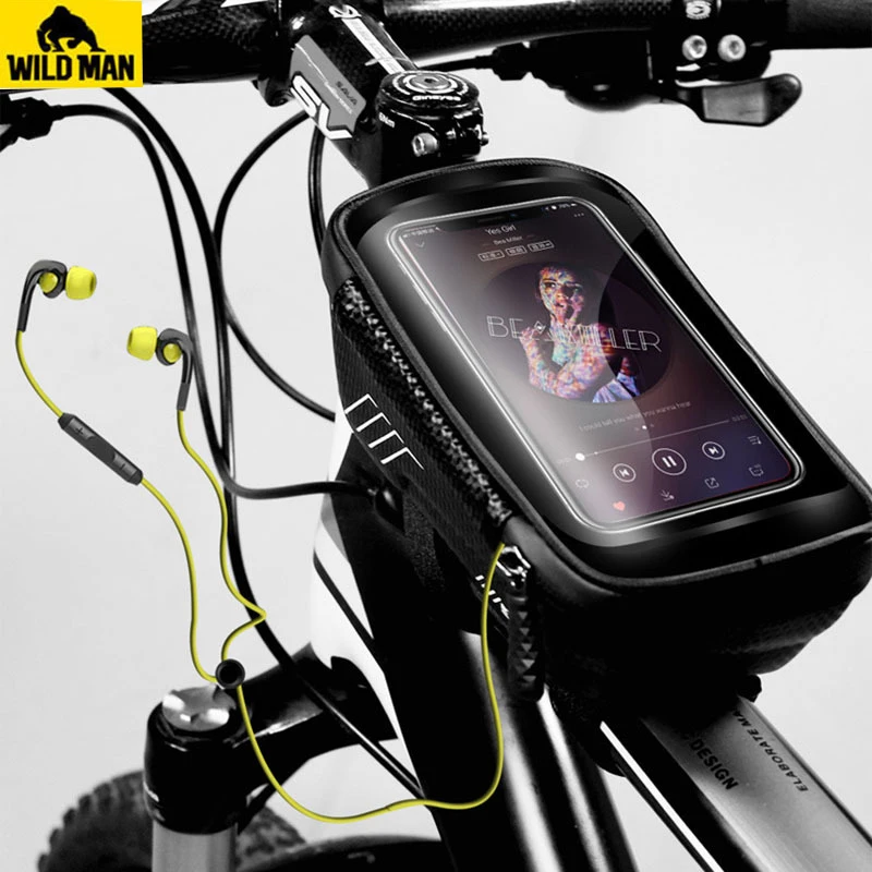 Сумка для велосипеда WILD MAN MTB Водонепроницаемый непромокаемый передний луч мобильный телефон на велосипеде Топ труба пакет 6,2 дюймов телефон велосипедные аксессуары сумка
