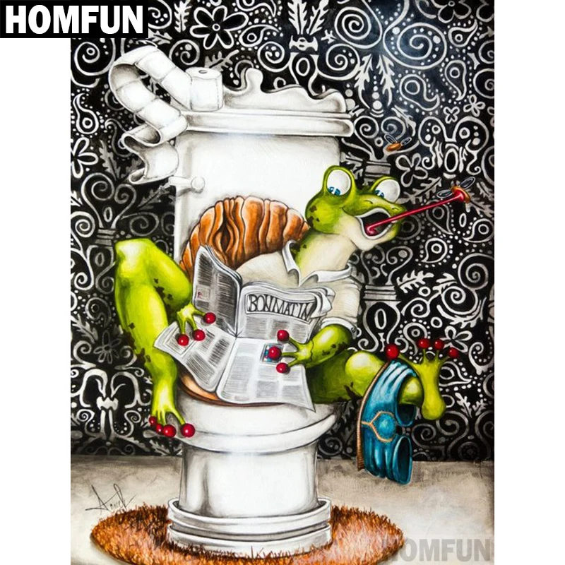 Алмазная 5D Вышивка HOMFUN лягушка полноразмерная круглая/квадратная алмазная