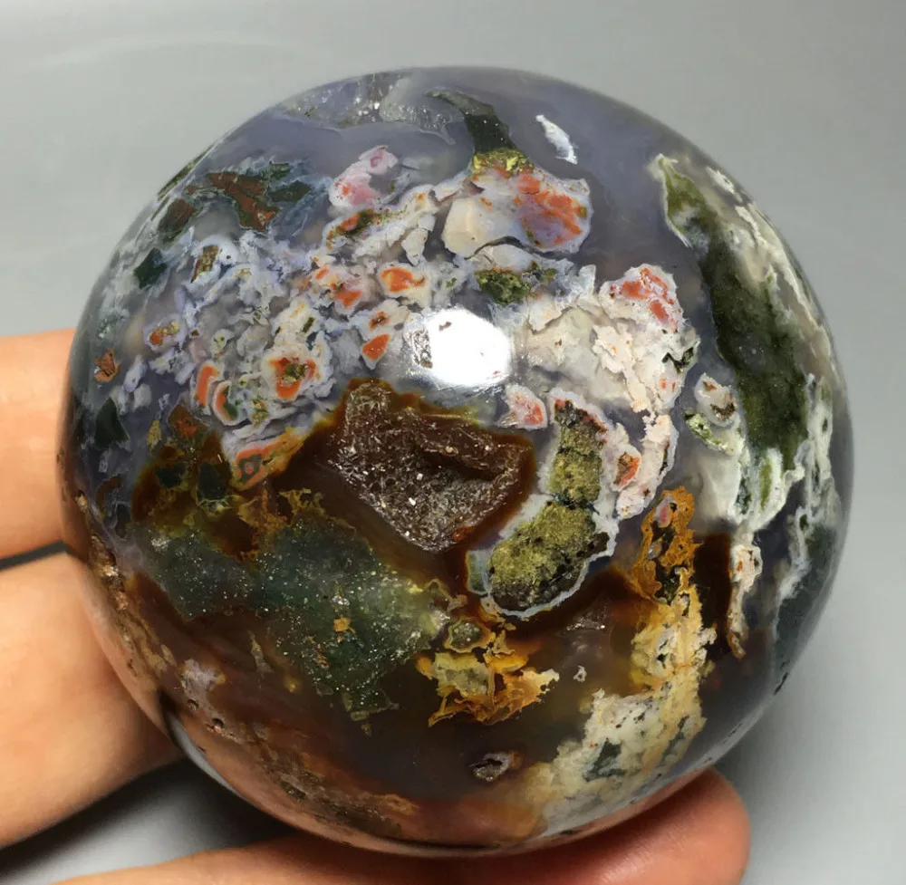 

372g NATURAL OCEAN JASPER QUARTZ CRYSTAL BALL HEALING crystal glass