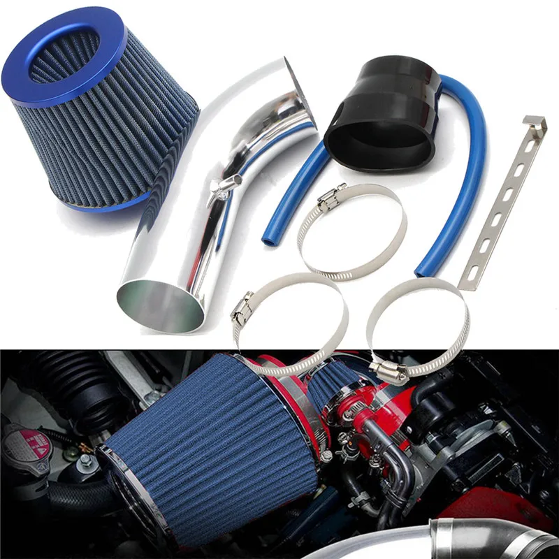 

3 75mm Aluminum Car Cold Air Intake System Turbo Induction Pipe Tube + Cone Filter Kit Car Cold Air Intake Pipe Kit