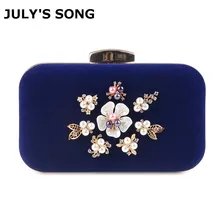 JULY'S SONG жемчужный вечерний клатч, женские вечерние сумки с жемчугом и цветами, Дамская велюровая сумка на плечо для невесты/подружки невесты