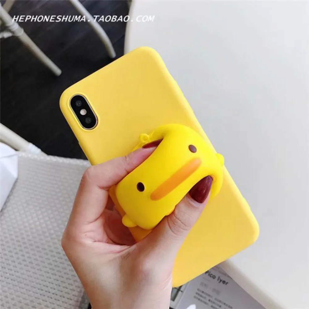 3D чехол держатель с изображением утки для Huawei Nova Lite P9 P10 P20 PRO P30 Plus Smart 2017 Сжимаемый
