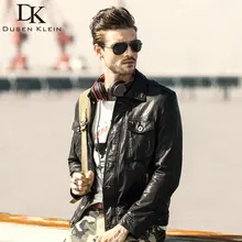 Новое поступление мотоциклетная кожаная куртка мужская Dusen Кляйн Роскошная натуральная кожа дубления стиль тонкий без рукавов черные пальто DK105