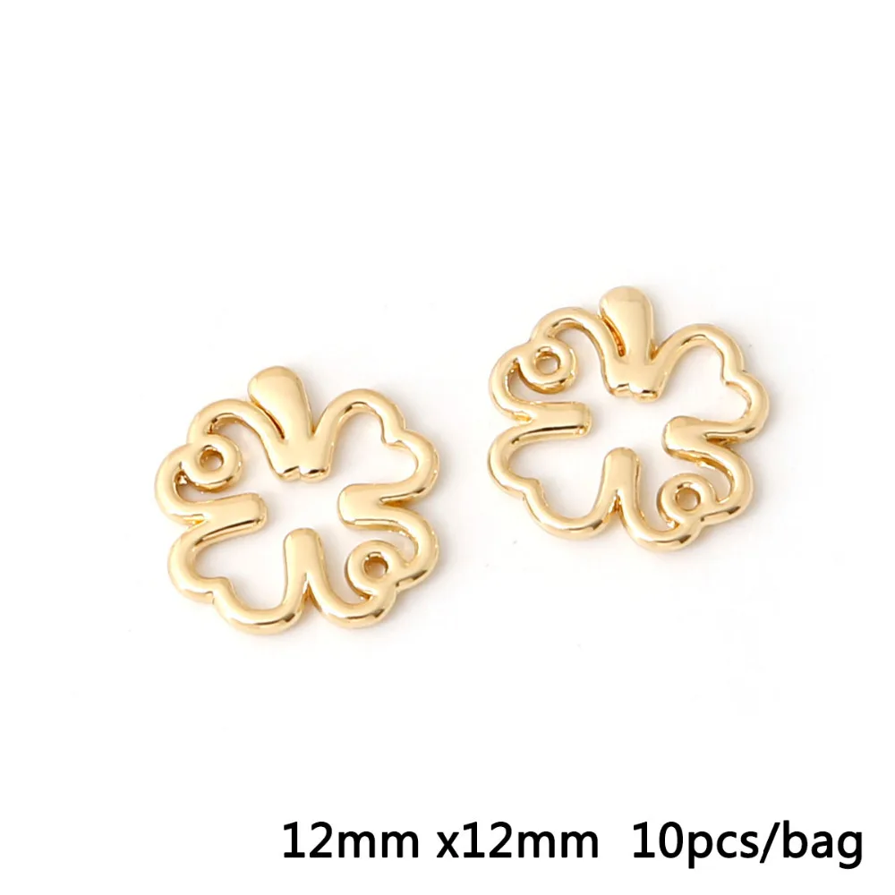 10pcs Flowers Gold size12/14/18mm Hollow petals Metal Charms Jewelry Findings for DIY Necklace Earring Jewelry Making