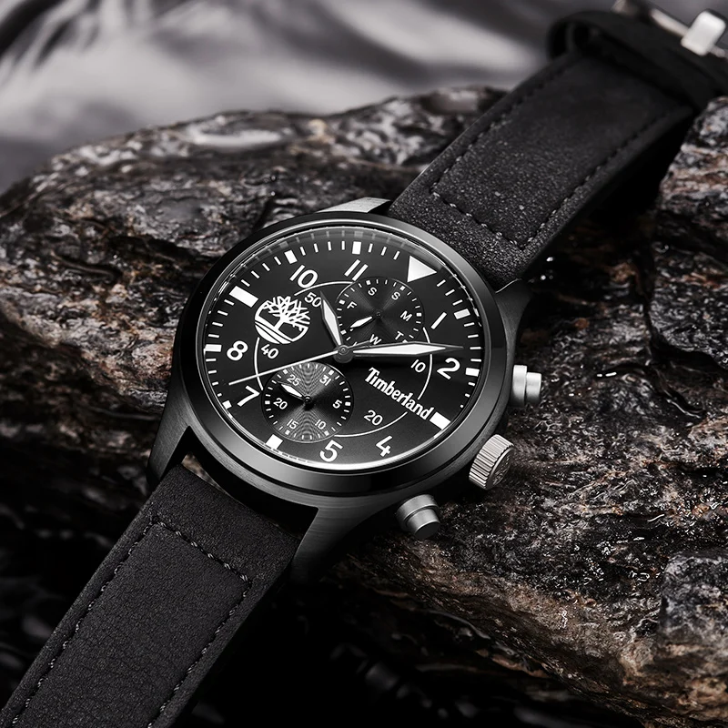 

Timberland Original Mens Watches Leather Quartz Multifunction Calendar Week Men's Watches Waterproof T14322