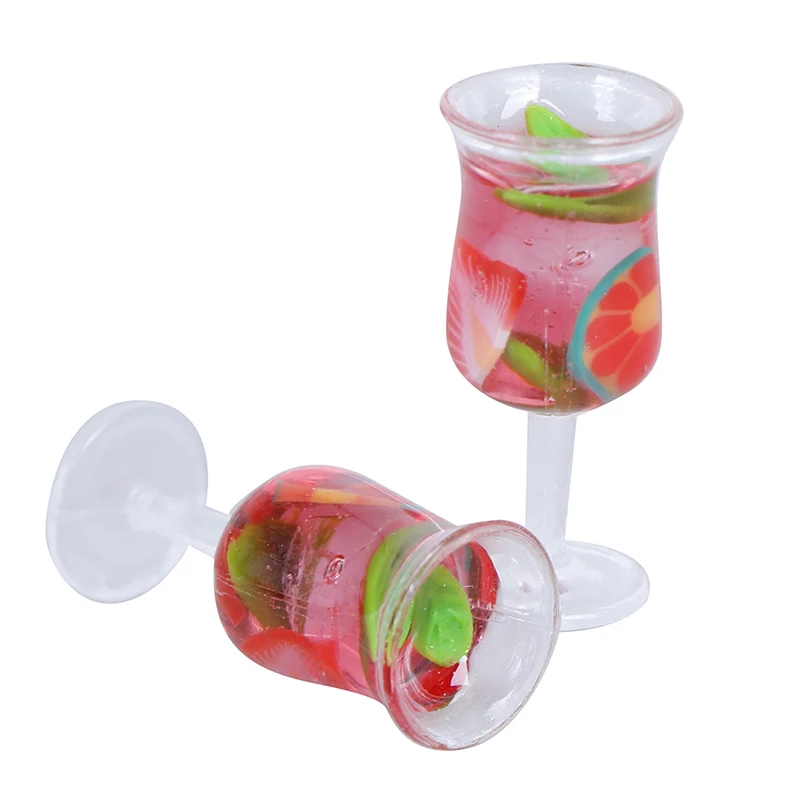 2Pcs Scale 1:12 Mini Resin Cocktail Cup Goblet Glass Miniature Dollhouse Accessories Colorful Bar Drinking | Игрушки и хобби