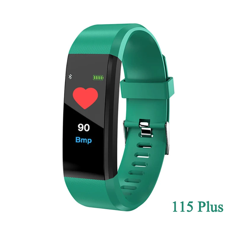 Браслет для здоровья с кровяным давлением, часы с монитором сердечного ритма, спортивные часы, фитнес-трекер для Honor iOS Android+ коробка - Цвет: 115 plus Green