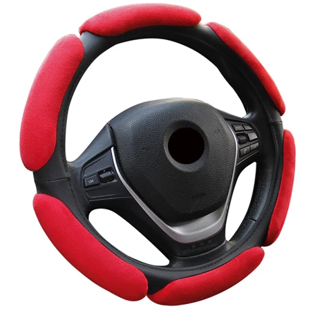 Huier рулевого колеса автомобиля крышки бархат хорошее чувство против скольжения рулевого Обложка для авто 37-38 см/ 14.5-1" руль автомобиля укладки - Название цвета: Red