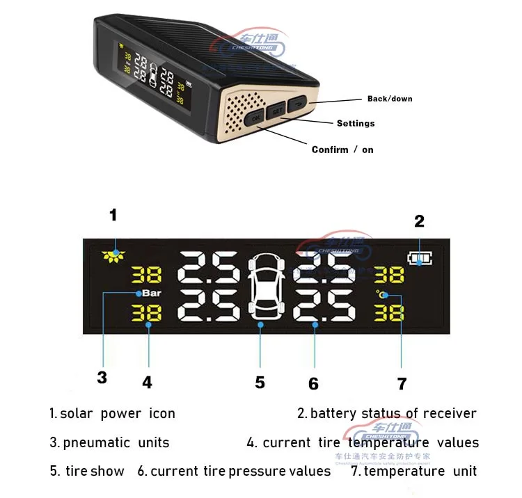 Автомобильный Солнечный TPMS монитор давления в шинах беспроводной монитор давления в шинах Система сигнализации с ЖК-дисплеем внешний датчик