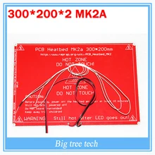 Pcb Heatbed MK2A con led resistencia y cable para impresora 3D RepRap rampas 1.4 cama caliente 300 * 200 * 2.0 100 K ohm NTC 3950 termistores