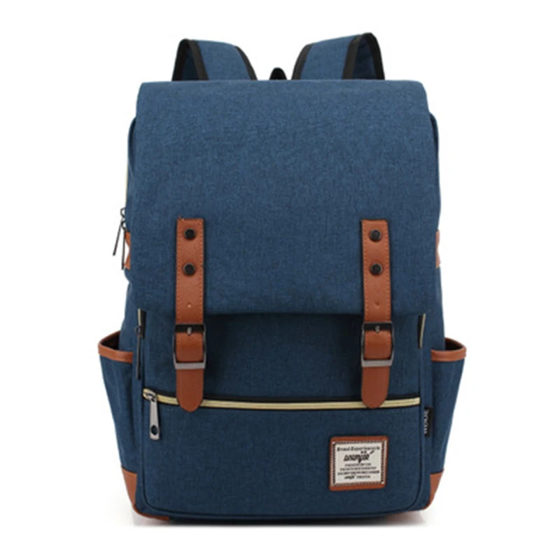 New Hot Leather Belt Anti Theft Boy Girl Student School Bag Teenagers Schoolbags Canvas Women Bagpack Men Backpack Travel Bag