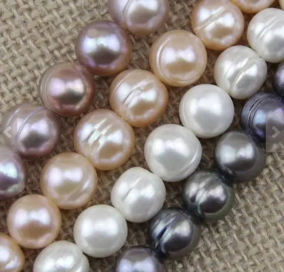 

Unique Pearls jewellery Store 9-10mm Potato Round Genuine Freshwater Pearl Loose Beads One Full String White Pink Purple Gray