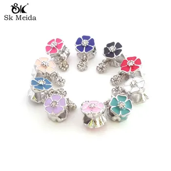 

15pcs Mix Color Flower Design Enamel Charms 12mm Floating Charm Fit Bracelet & Bangle AGC-69