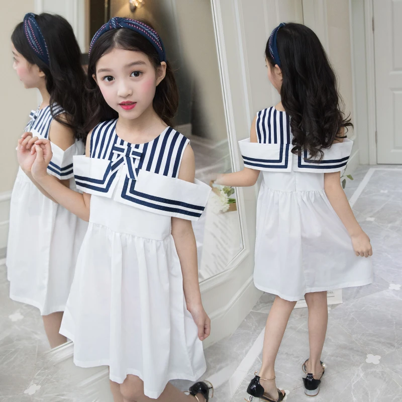 

Cute Girls Dress 2019 New Summer Girls Clothes off shoulder Dress Children Summer Clothes Baby Girls Dress Casual Wear 3 5 8 12Y