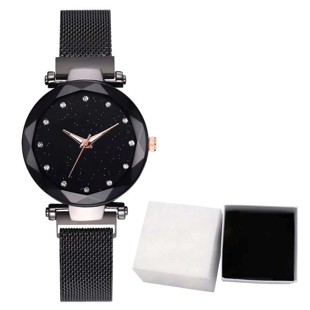 

Fashion Starry Sky Dial Quartz Mesh Belt Magnetic Buckle Ladies Watch With Box L0404