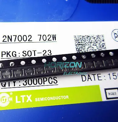 

50Pcs 2N7002 702 7002 SOT-23( SMD ) N-Channel 60V 115mA MosFET