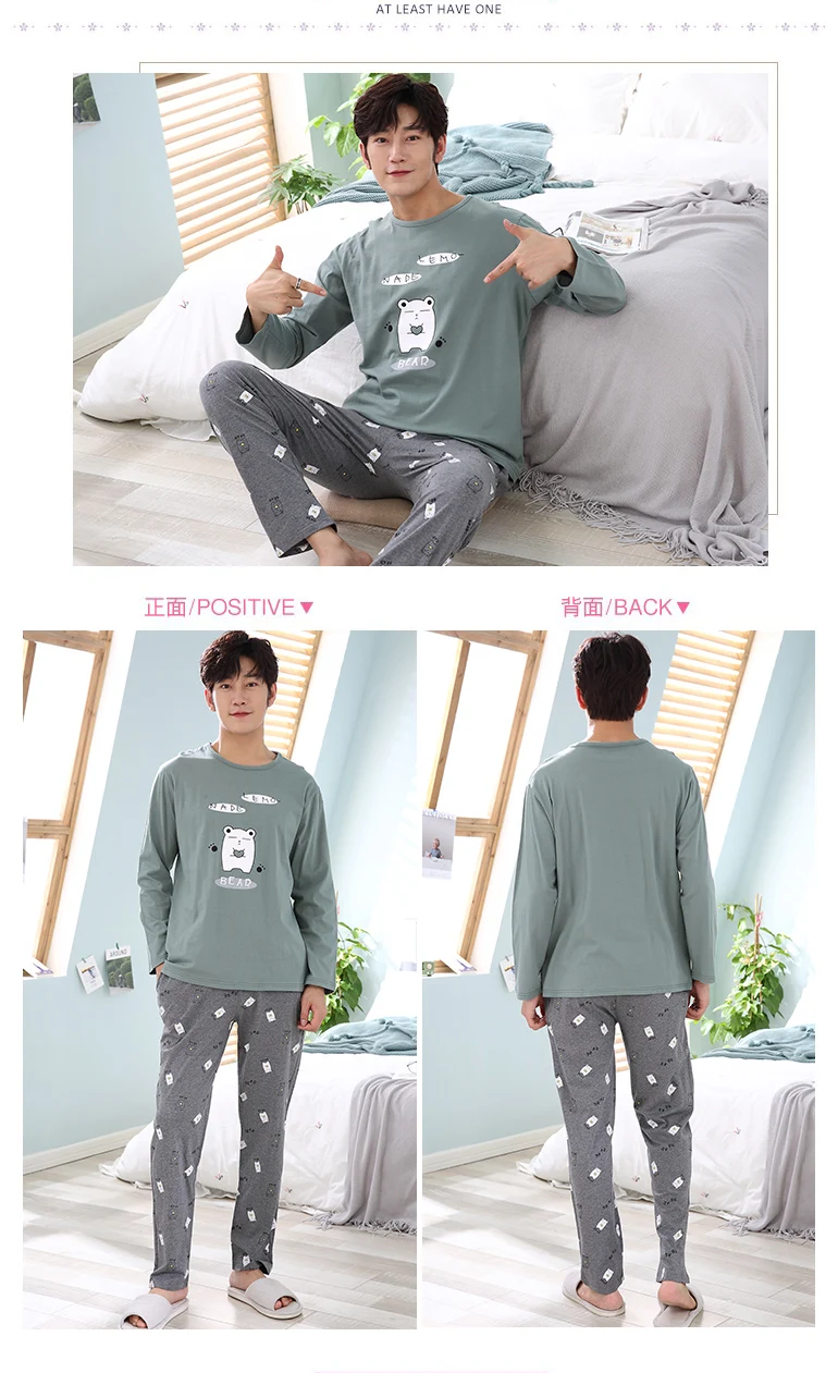 Весна и осень пижамы для мужчин коллекция 2019 новый хлопок Pijama Hombre Invierno bt21