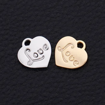 

5Pcs/Lot 316L Stainless Steel DIY Charms Accessories Heart Love Charms For Bracelets Jewelry Making DIY Handmade,High quality