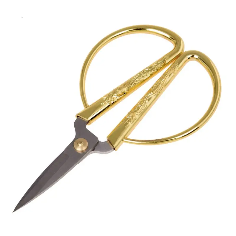 Резные золотые тон Дракон металлические ручки ножницы для бонсай