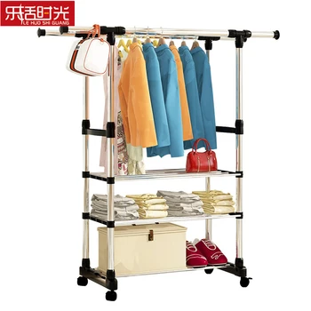 

Simple Coat Rack Steel Frame Floored Bedroom Balcony Drying Rack Storage Rack Hanger Simple Modern Clothes Rod Shoes Shelf