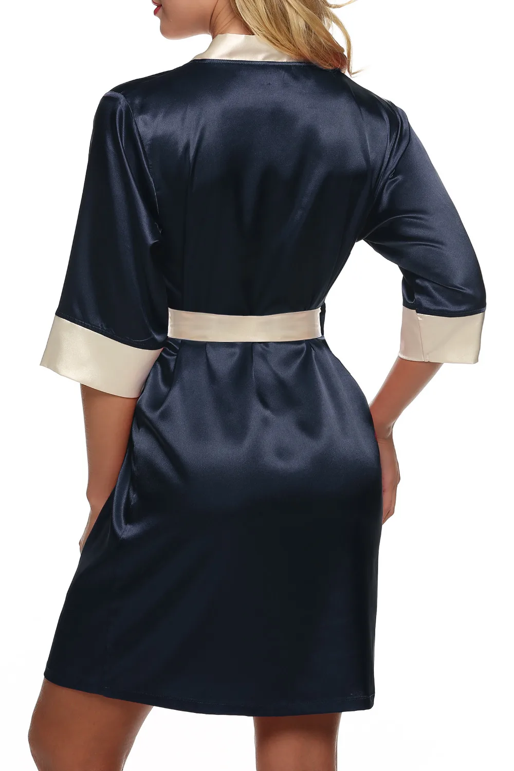 Ekouaer женское кимоно халат до колена халат сексуальное женское белье пижамы Короткие атласные кружева Ночное белье невесты Халаты XS-XL